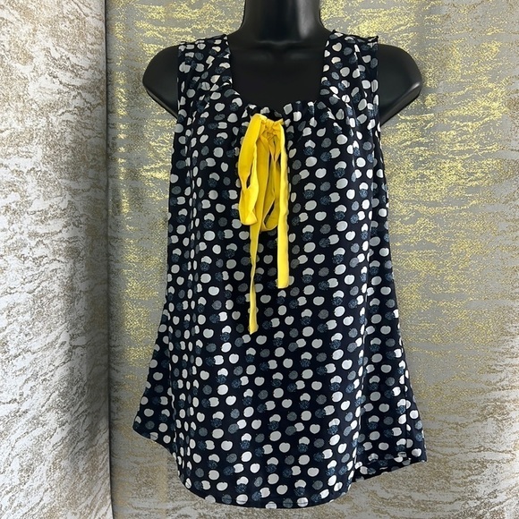 Cleo Navy Blue Polka Dot And Bow Tank Top Size M - Picture 3 of 13